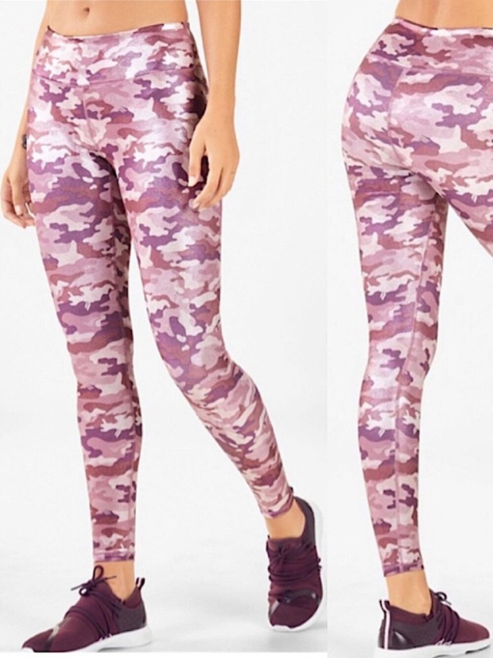 Fabletics Define PowerHold Pink Shine Camo Capri Leggings – Women’s M